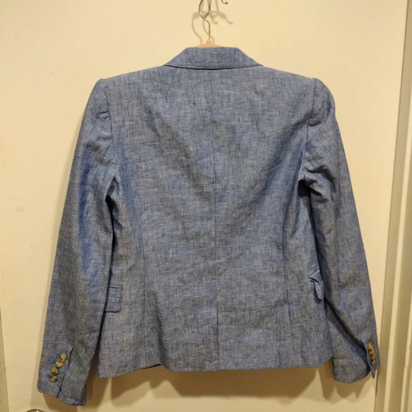 J. Crew Women's 100% Linen Blue Chambray Schoolboy Blazer Sz 2- Preppy Academia - Picture 7 of 7